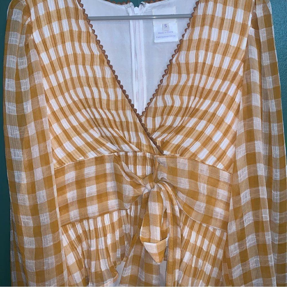 Plaid V Neck Blouse Find Me Now Small - Picture 3 of 4